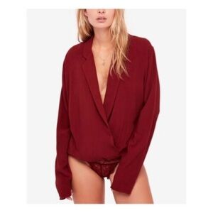 Free People Intimately Elsa deep vneck terracotta bodysuit $68 Medium M